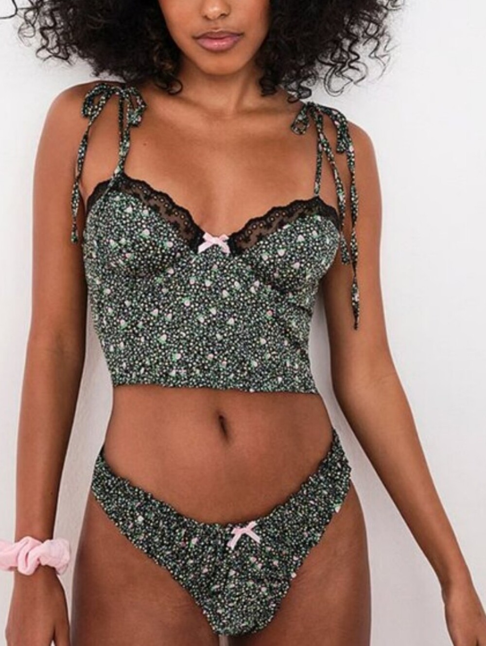 For Love & Lemons Green Farrah Bustier Top